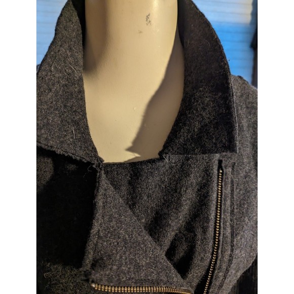 Women's Savile Row London Grey 100% Wool Motorcycle Styled Short Cardigan Sz Lg - Picture 4 of 6